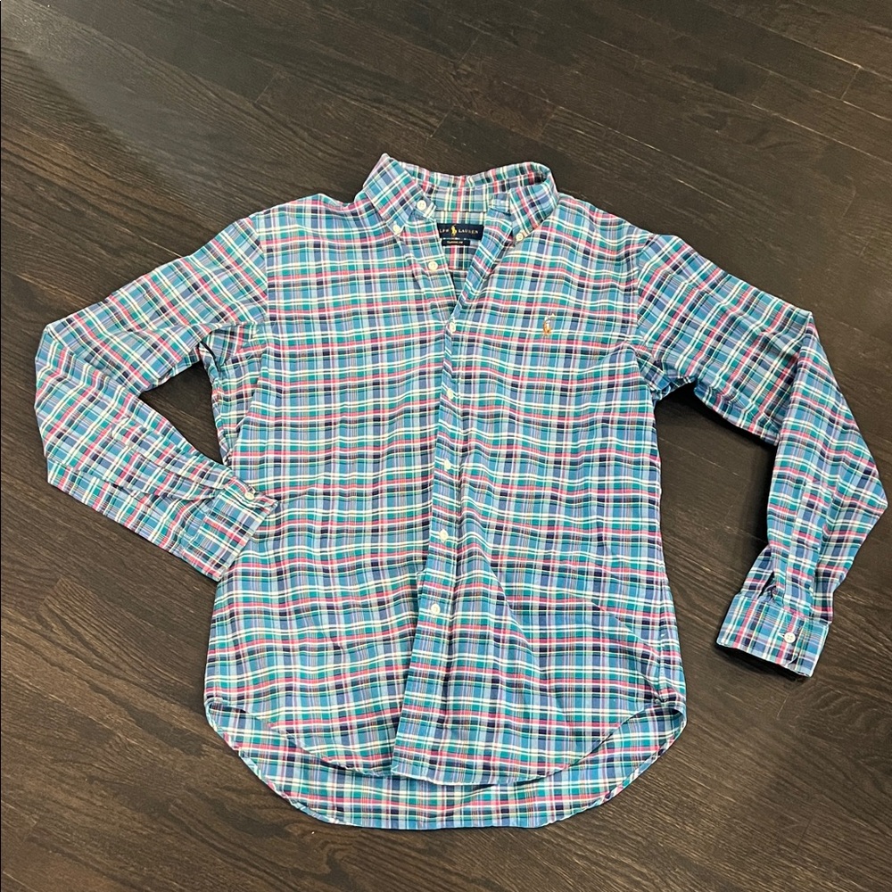 Ralph Lauren Blue and Pink Plaid Button Down Shirt